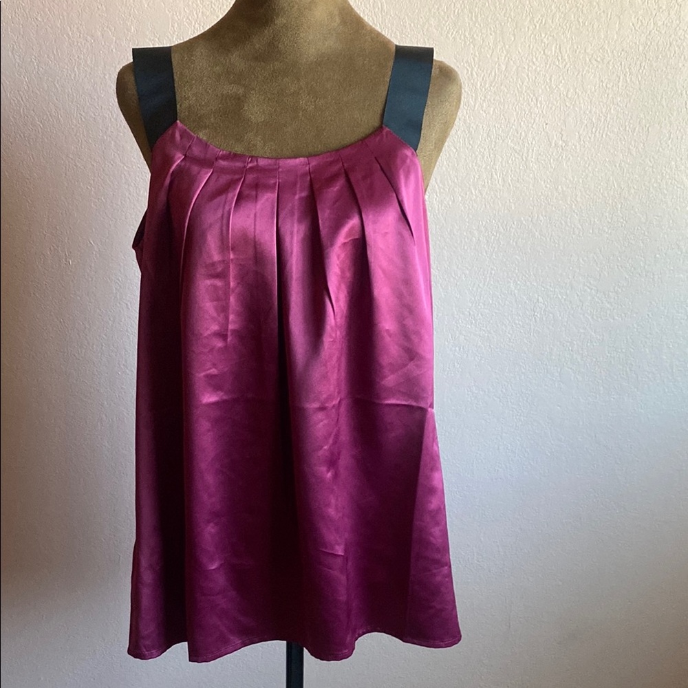 LOFT Elegant Satin Pleated Top - Purple
